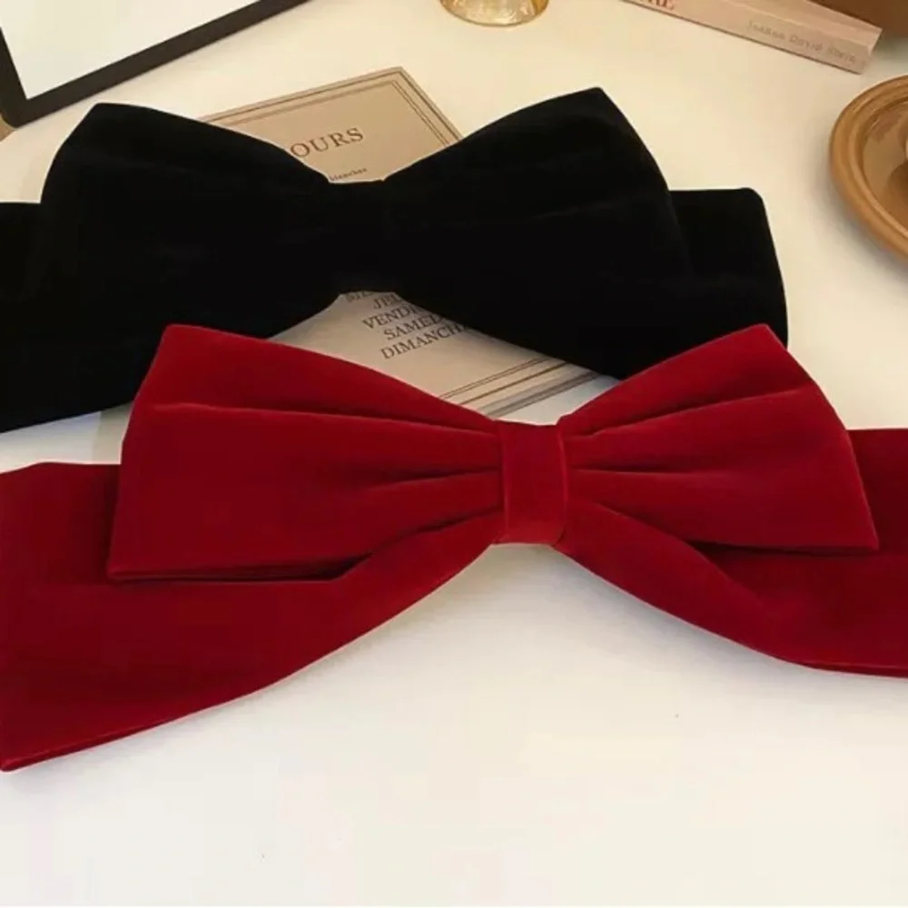 Oversized Red Velvet Bow French Barrette Hair Clip